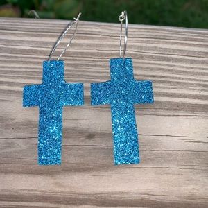 Faux Leather Cross Earrings !
